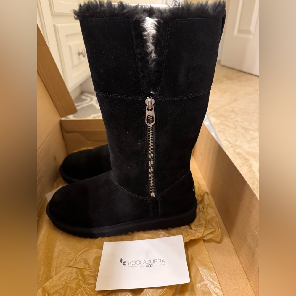 NWT Koolaburra by UGG Black Aribel Tall Black Suede Women's Boots - Size 8